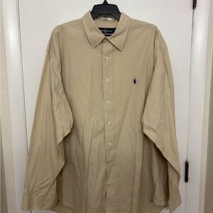 VTG Ralph Lauren Blake 100% two-ply cotton button down shirt beige men’s XXL